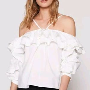 Joie ruffle off the shoulder halter top xxs